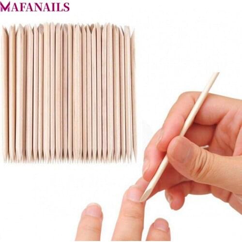 100pcs/Bag Nail Stick Cuticle Pusher 11.5cm Orange Wooden Stick Cuticle Pusher Remover for Manicure Pedicure Salon Nail Art Tool