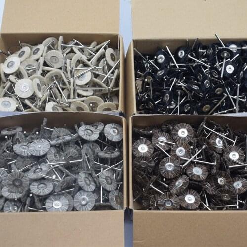144PCS Jewelry Polishing Brushes Dremel Accessories Abrasive Wheel 19/22/25MM Hard/Medium/Soft Bristle Brush