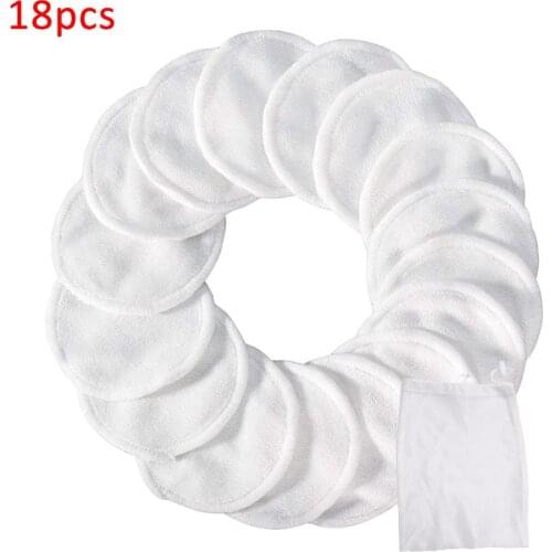 18Pcs/Set Double Layers Washable Round Makeup Remover Puff Pads with Mesh Bag