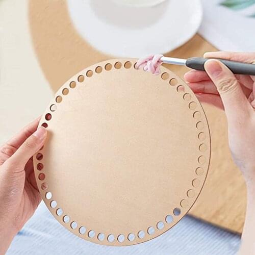 3 Pcs Natural Wooden Basket Bottom, 7.8 5.9 Inch Circle Hexagon Hollow out Crochet Basket Wood Base for DIY Weaving Craft Making