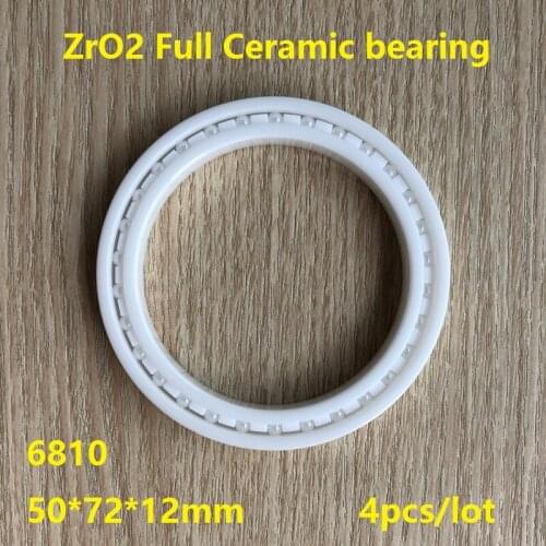 4pcs/lot 6910 Zirconia Ceramic deep groove ball bearings 50*72*12mm ZrO2 Full Ceramic bearings 50×72×12mm