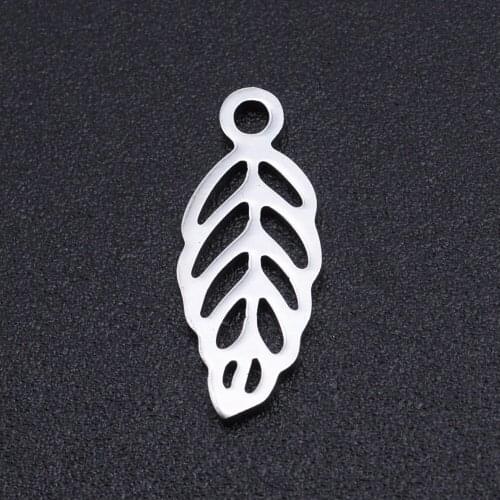5pcs/lot 100% Stainless Steel Leaf Charms Pendants Wholesale Bracelets Pendants Never Tarnish Top Quality
