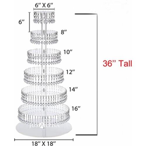 7 Tiers transparent wedding crystal acrylic Cake Stand Round cake display cupcake holder with bead strands wedding decoration