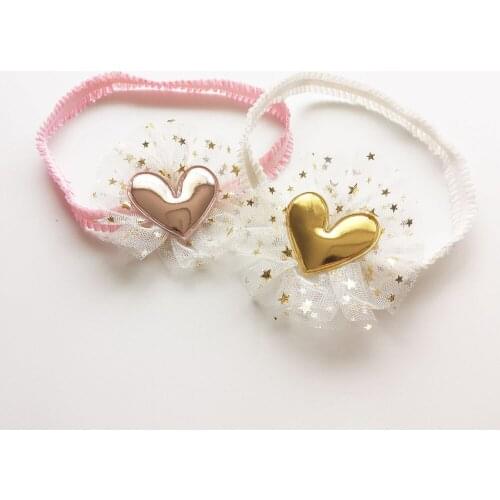 Boutique 10pcs/2C Fashion Cute PU Heart Soft Hairbands Solid Kawaii Glitter Star Gauze Headbands Princess Headwear Accessories