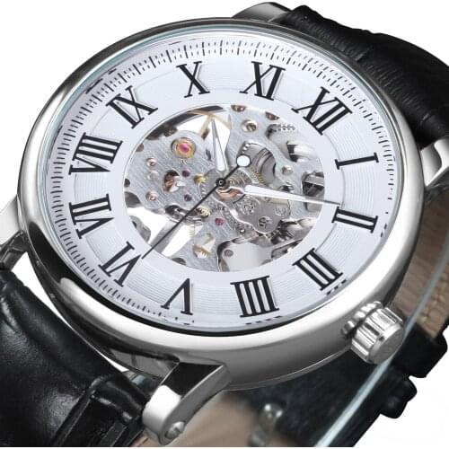 WINNER Watch Fashion Casual Mens Watches Top Brand Luxury 2020 Skeleton Mechanical Wrist Watch Classic Leather Band часы мужские