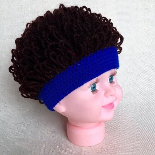 Childrens knitted hat cute hat baby handmade knitted wig hat boy girl autumn multicolor hat