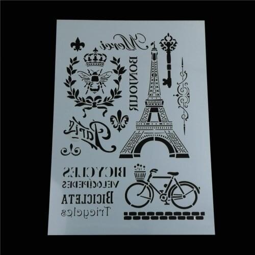 DIY Eiffel Tower Bike Craft Layering Stencils For Walls Painting Scrapbooking Stamping Album Decorative Embossing Paper