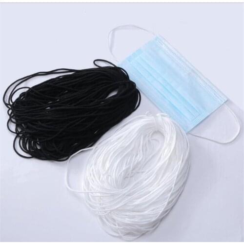 3MM 100yard White Black Thin Round Elastic Bands Elastic Rope for Masks Garment Elastic Tape for DIY Sewing Accessorie