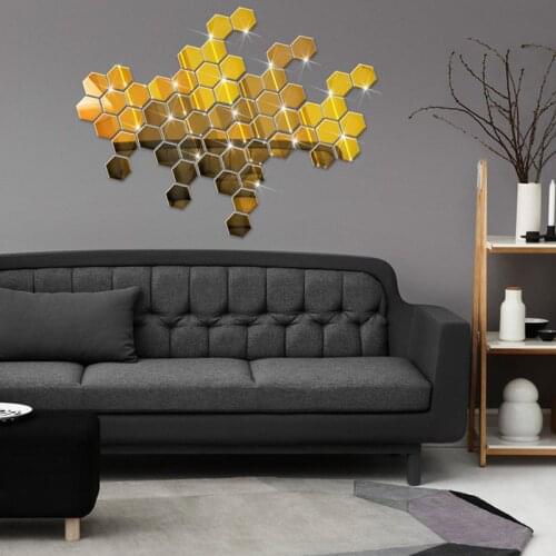 HOT 12Pcs 3D Mirror Hexagon Vinyl Removable Wall Sticker Decal Home Decor Art DIY Fast Delivery
