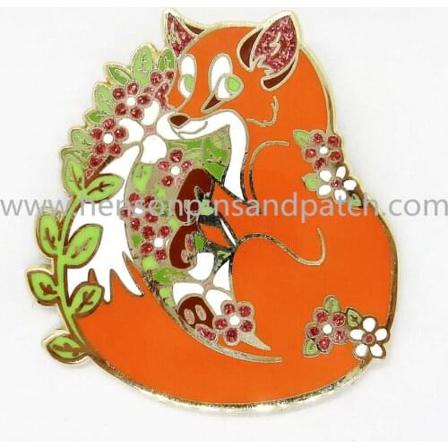 Custom zinc alloy hard enamel cute animal pin cat metal glitter badge