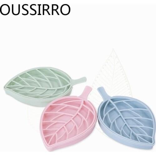 Creative Drain Soap Box Leaf Modeling Soap Holder Leaf Shaped Plastic Double Layer Soap Dishes Draining Toilet Storage Soap Case
