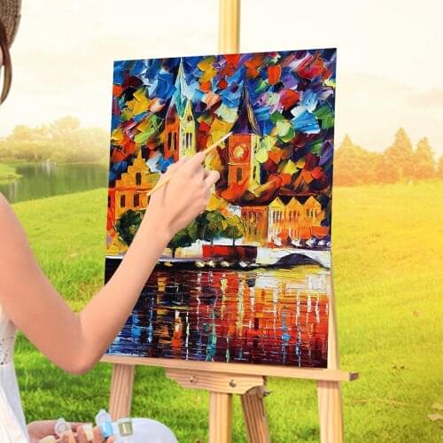 Oil Painting Style Dark Town DIY Paint By Numbers Package Acrylic Paints 40*50 Paiting By Numbers Loft Wall Picture Drawing