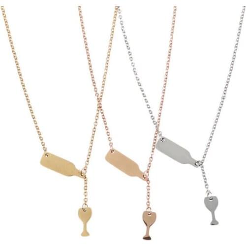 Mini Red Wine Cup Pendant Necklace Alloy Trendy Wine Cup Jewelry Best Friend Gifts Funny Cup Necklace 03