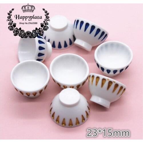 10pcs Kawaii Resin Simulation 3D Mini Bowl Miniature Art Flatback Cabochon DIY Craft Decoration,23*15mm