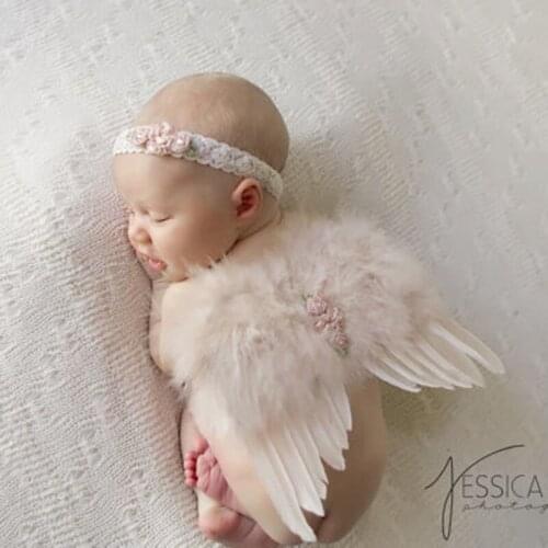 Set Newborn Photography Props Crochet Costume Cute Angel Wing Photo Baby Girls Clothes Outfits Fotografia Accessories Pink