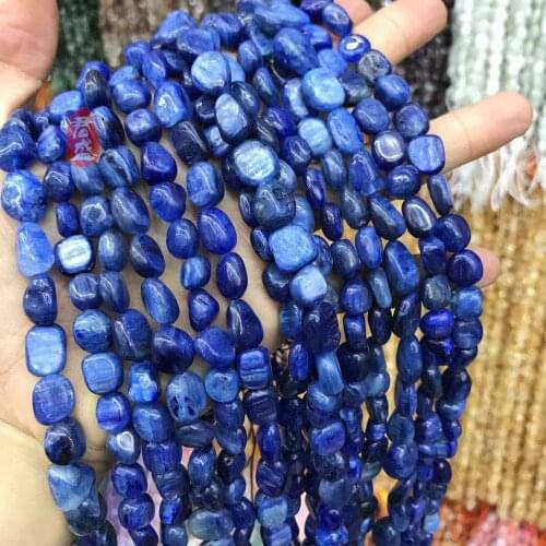 8-10mm Irregular Natural Genuine Blue Kyanite Stone Beads Loose Spacer Beads For DIY Jewelry Making Bracelet Necklace 15