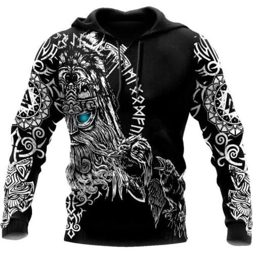 New Fashion Autumn Hoodies Odin Viking Tattoo 3D All Over Printed Mens Sweatshirt Unisex Zipper hoodie Casual Jacket