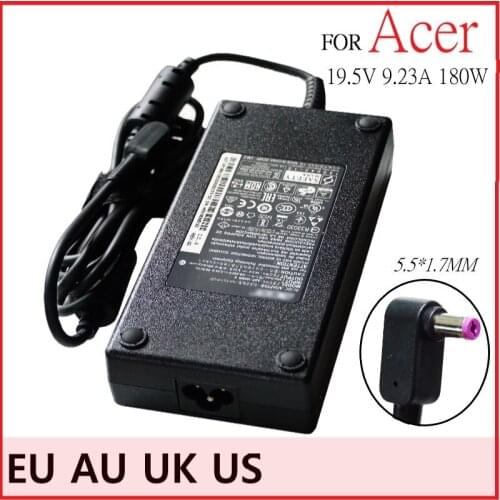 New 5.5x1.7mm AC Adapter For ACER 19.5V 9.23A 180W Laptop Power Charger Aspire V15 Nitro G900-757W ADP-180MB K