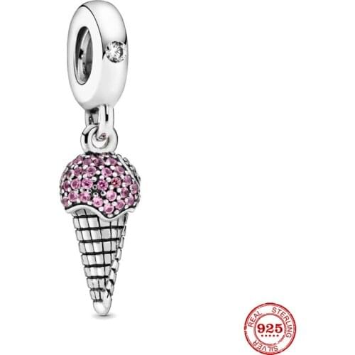 New Original Silver Color Ice Cream Diy Bead Fit European Pandora Charms Bracelet Bangles P410