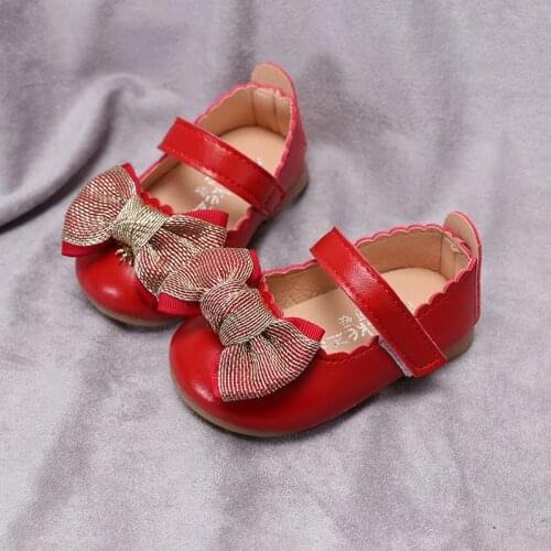 Soft Sole Bow Princess Shoes Children Baby Toddler Shoes Little Girl Single Shoes Chaussure Fille Red Pink White