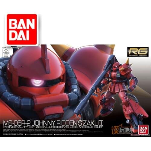 Japaness Bandai Original Gundam Model RG 1/144 MS-06R-2 JOHNNY RIDDENS ZAKU II Mobile Suit Assemble Model Action Figures