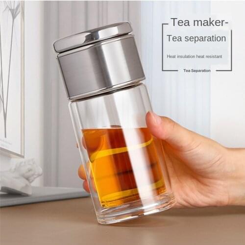 Mini Portable Tea Separation Water Cup Men Women Office Tea Cup High Borosilicate Double Glass Creative Cups Bottle