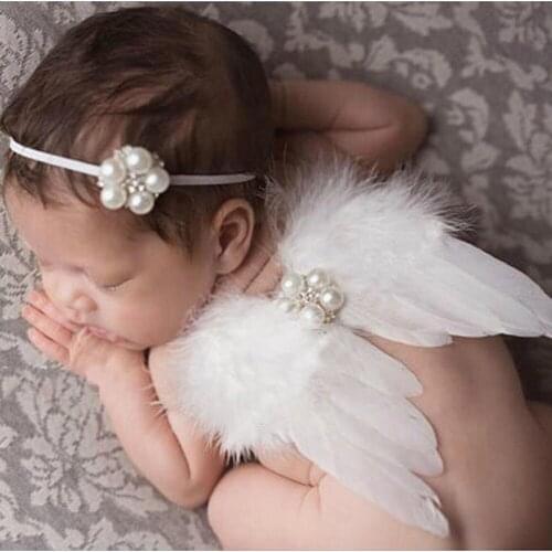 Newborn Photography Props Solid Angel Wing Baby Photos Props Feather Wing Girls Hair Kids Baby Photography Hair Accessories