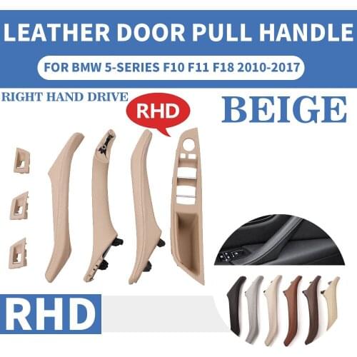 Luxury Leather Right Hand Drive RHD For BMW 5 series F10 F11 520 525 Beige Car Interior Door Handle Inner Panel Pull Trim Cover