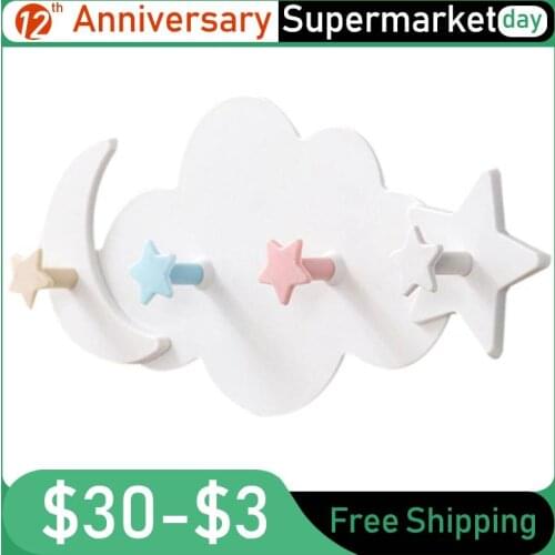 Self Adhesive Hooks Plastic Clothes Hanger Cute Wall Mounted Coat Hook Kid Children Room Wall Decorative Accessories
