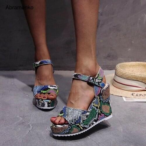 Gladiator Sandals Buckle Shoes For Woman Summer Casual Platform Wedge Woman Open Peep Toe Flip Flops Slipper Plus Size 35-42