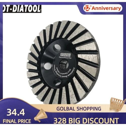 DT-DIATOOL 1pc M14 Thread Dia 100mm/4inch Grit #50 Aluminum Based Grinding Cup Wheel Granite Marble Concrete Grinding Disc