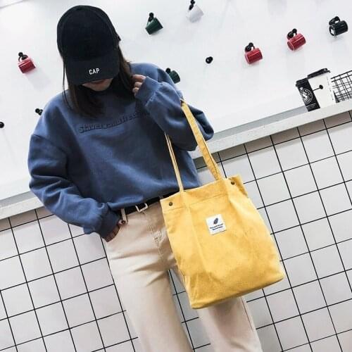 Bags for Women 2020 Corduroy Shoulder Bag Reusable Shopping Bags Casual Tote Female Handbag for A Certain Number of Dropshipping