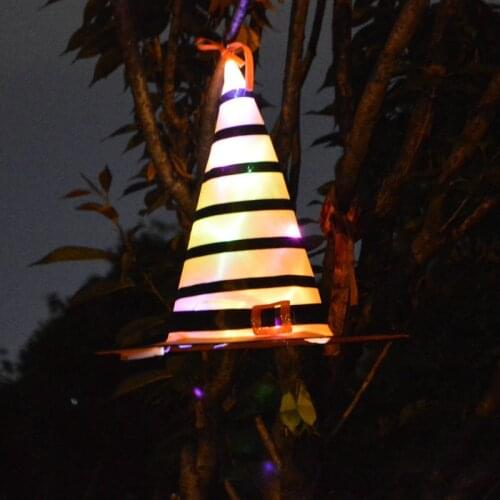1Pcs Halloween LED Glowing Witch Hat- Hanging Lighted Glowing Witch Hat for Yard Tree Party Festival Supplies Decorations