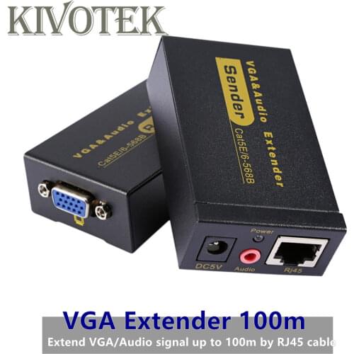 VGA Extender Adapater VGA,SVga,XGA,UXGa Transmitter Extension vga 100m by Lan CAT5e/6 RJ45 Connector,For CCTV,HDTV Free Shipping