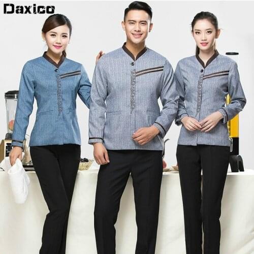 Hotel Cleaning Uniform Autumn Long Sleeve Restaurant Workshop Wear Woman Housekeeping Overalls Man Waiter Jacket