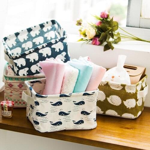 Waterproof Linen Desk Storage Box Holder for Ties Socks Shorts Bra Underwear Jewelry container makeup Cosmetic Organizer