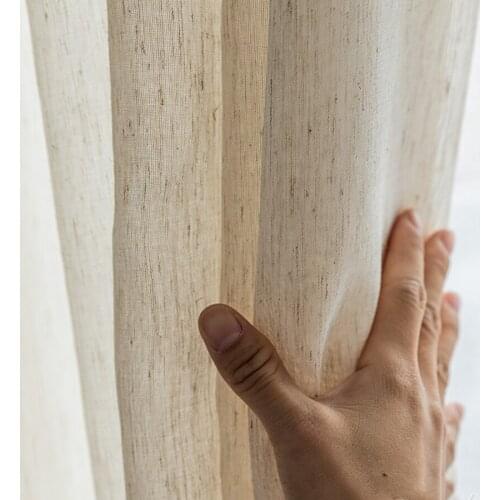 Japanese Style Simple Natural Hemp Texture Tulle Curtain Fabric For Living Room Home Textiles Window Screens Soft Feeling Panels