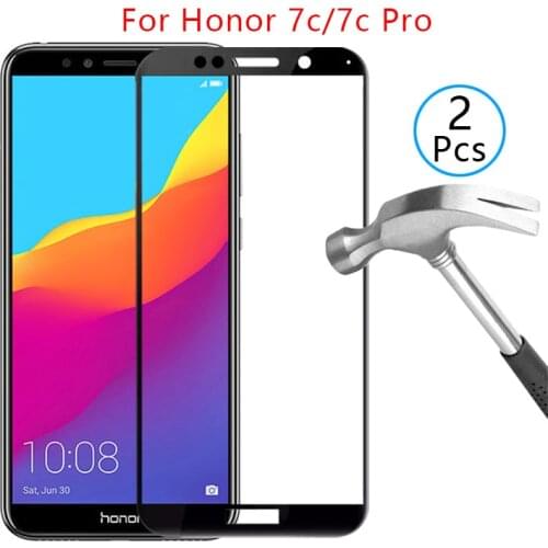 9d screen protector tempered glass case for huawei honor 7c pro cover on honor7c 7cpro honer 7 c c7 protective phone coque bag