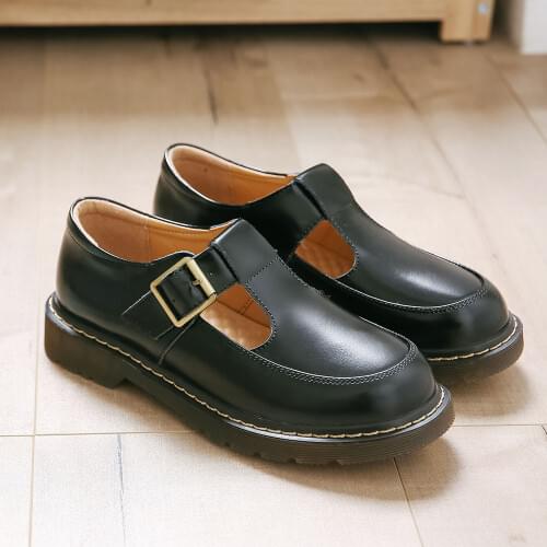 QPFJQD Mori Girl Japanese Style Genuine Split Leather Women Round Toe T Strap Office Lady Casual Sweet Shoes Platform Oxfords