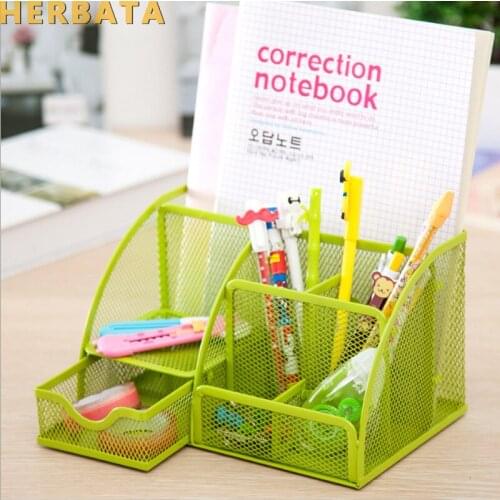 1 PC High Quality Metal Made Office Organizer Square Cosmetic Pencil Pen Holders Stationery Container Office Supplies CL-2512