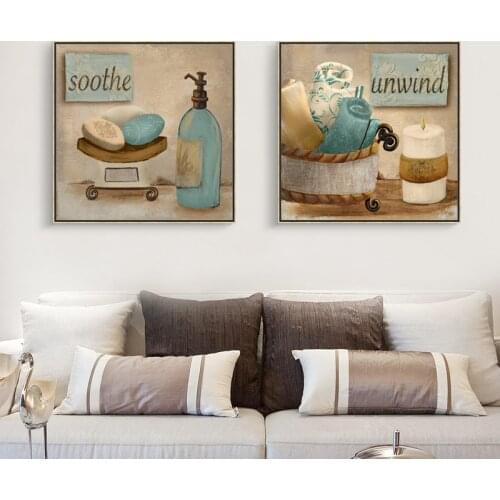 2 piece canvas soft Impressionism art simple life art Retro Bathroom decor wall picture home modern canvas oil Prints