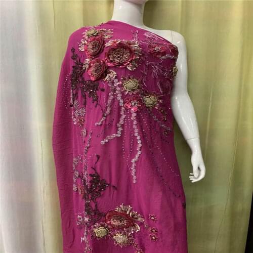 2021Best Quality Soft African Silk Fabric Embroidery Printed Design 5 Yards For Garment Neat Embroidery On The Material!LXF55187