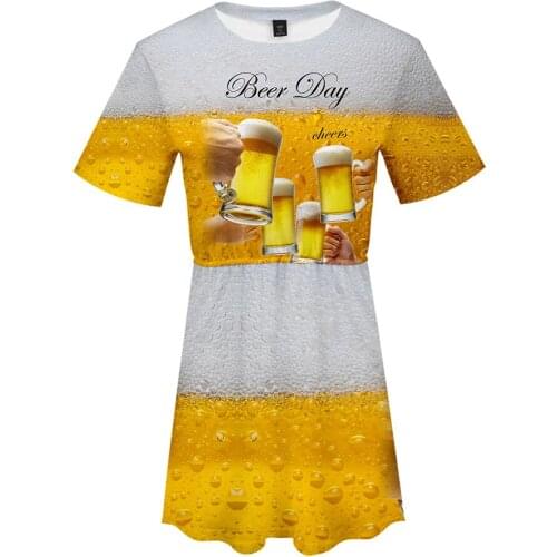 Beer Day 3D Beautiful New Casual Dress Girl Kpop Anime Oversize Fashion Summer New Style So Hot Sale Dress Plus Size Xxl