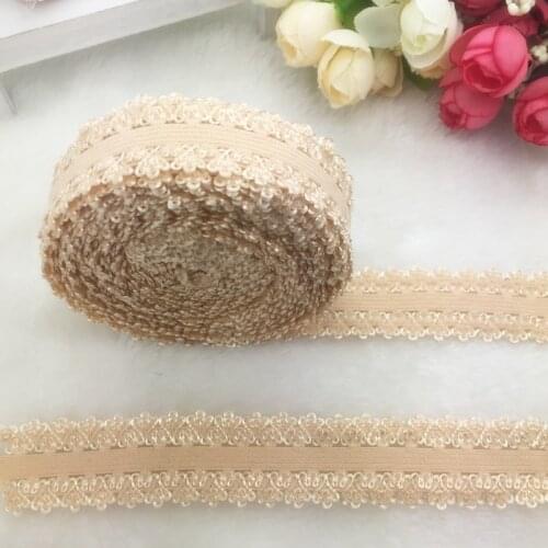 5yards/lot 3/4" 20mm Multirole Khaki Fold Over Elastic Spandex Lace Band Ties Hair Accessories Lace Trim Sewing Notion