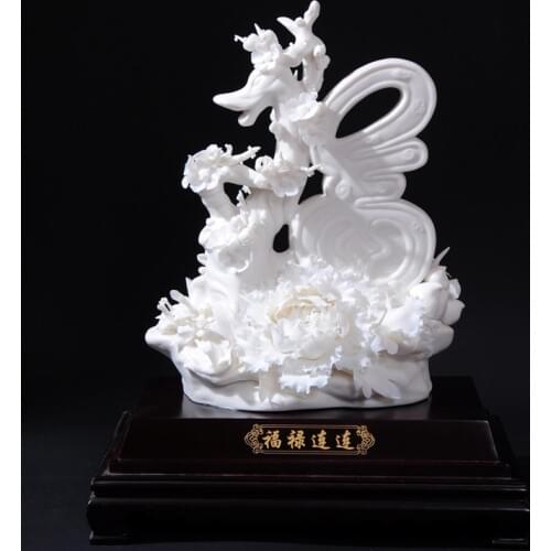Fulu Dehua peony flower art ceramic decoration business Home Furnishing housewarming gift collection