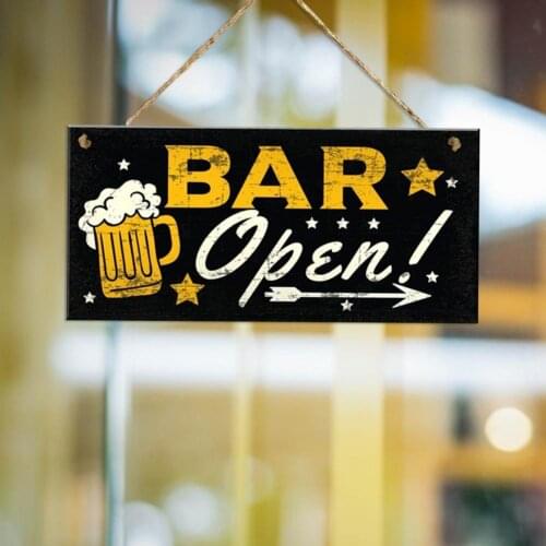 Wooden Plaque Bar Open Print Multi-color Stylish Rectangle Bar Hanging Wooden Plaque Drunkery Wooden Plaque