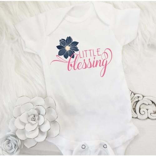 DERMSPE 0-24M Infant Newborn Baby Boy Girl Short Sleeve Letter Print Little Glessing Cotton Romper Outfits Summer Baby Clothes