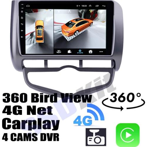 Car Audio Navigation GPS Stereo Media Carplay DVR 360 Birdview Around 4G Android System For HONDA Fit Jazz GD 2001~2008