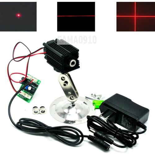 Focusable 650nm 100mW Dot/Line/Cross Red Laser Diode Module w/12V Adapter&Holder