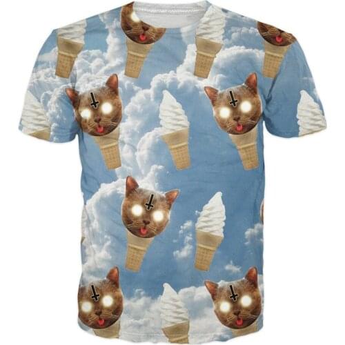High-Quality Women Men Cats In Clouds T-Shirt 3d Funny Kittens Pie In The Sky Summer T-Shirt Tops Tees Vibrant T Shirt 5XL